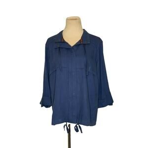Style & Co Blue Roll Tab Sleeves zipper Jacket size M